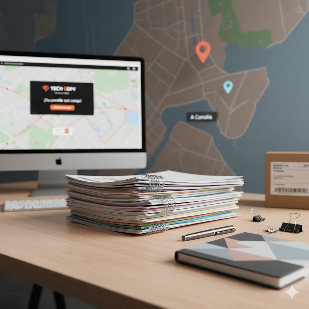 Servicios de copistería online para impresión en alta calidad de documentos y apuntes, incluyendo papelería